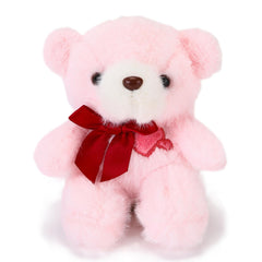 ABEARCAR pink heart teddy bear with embroidered heart, ideal for gifting.