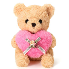 ABEARCAR teddy bear with pink heart, 20cm, a cute gift for kids.