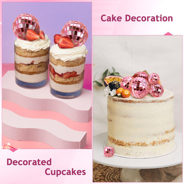 Abeillo pink disco ball cake topper 23mm creates bright dessert focal points