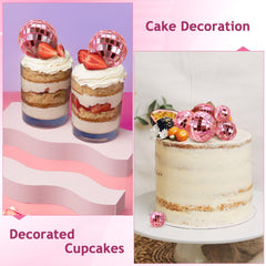 Abeillo pink disco ball cake topper 23mm creates bright dessert focal points