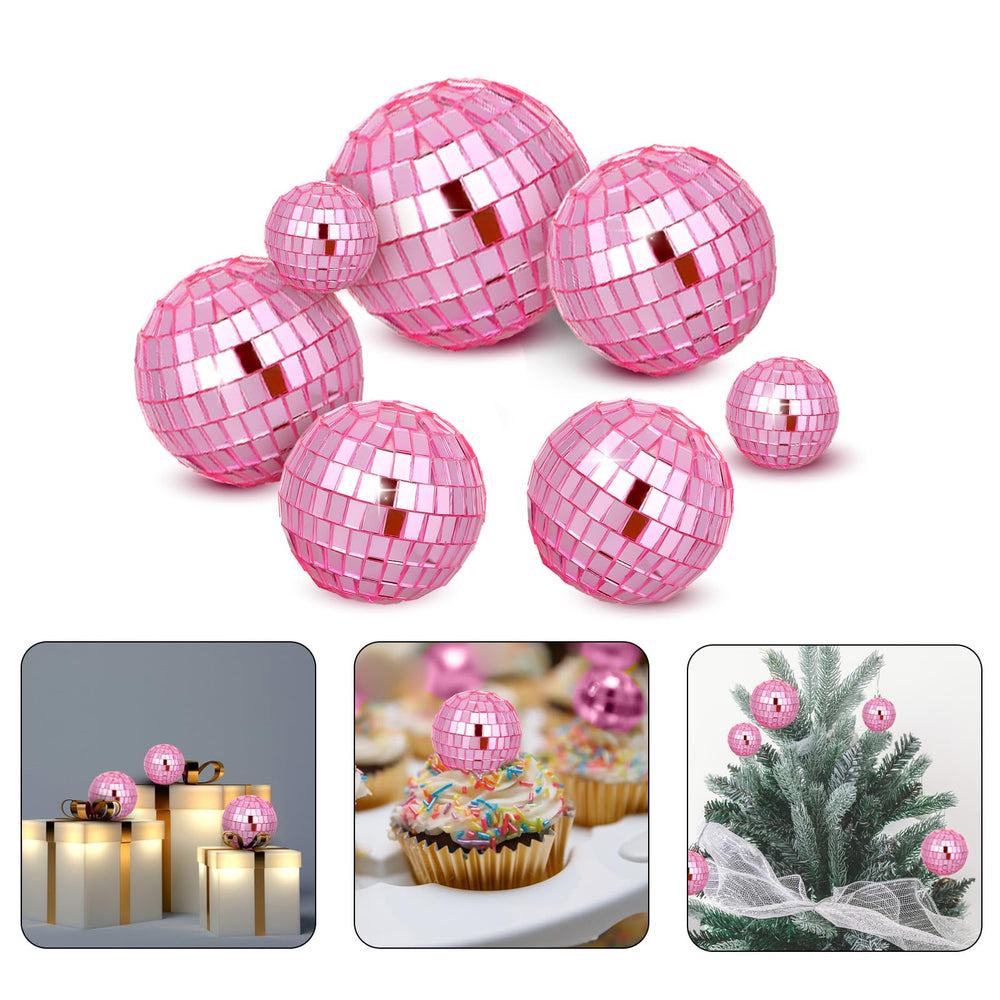 Abeillo pink disco ball cake topper in 50mm size adds shimmering centerpiece to your cake