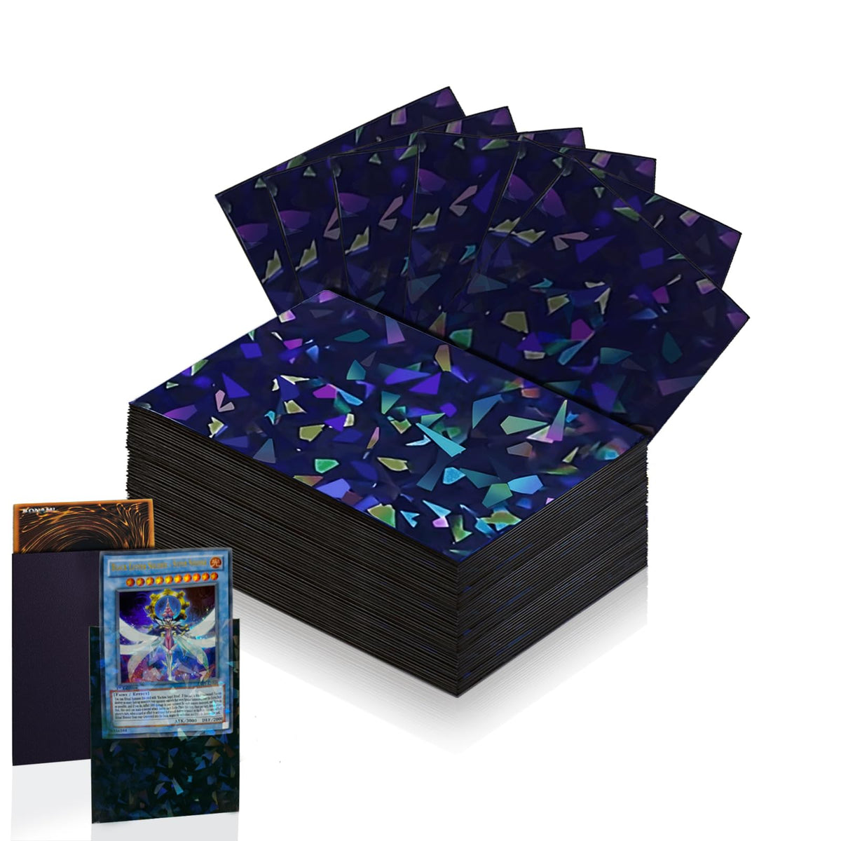 Abejita 100-count black card sleeves, front view, ideal for organizing trading cards.