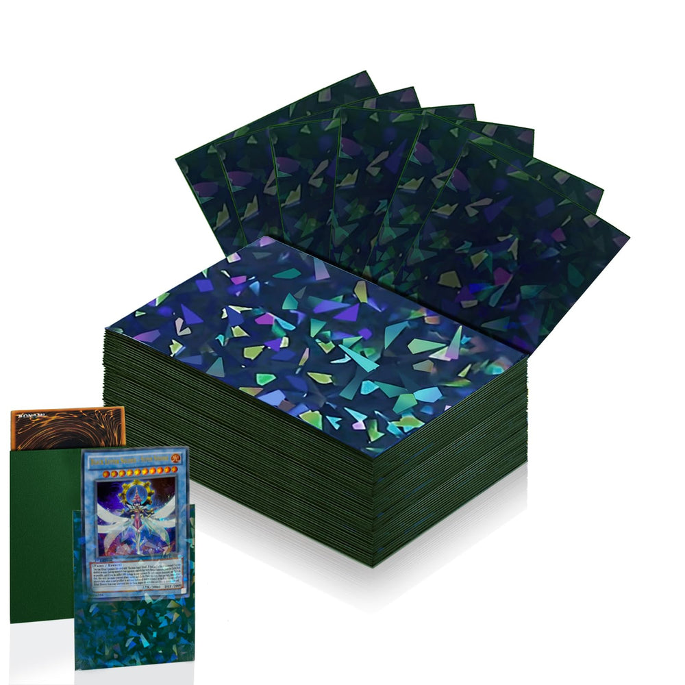 Abejita 100-count green sleeves with cracked-ice front protecting MTG and trading cards