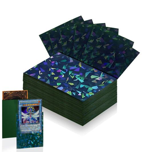 Abejita 100-count green sleeves with cracked-ice front protecting MTG and trading cards