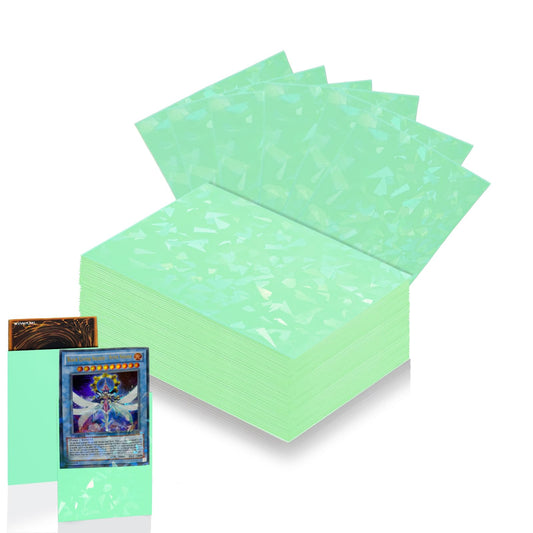 Abejita mint green card sleeve front view protecting MTG cards with holographic shine