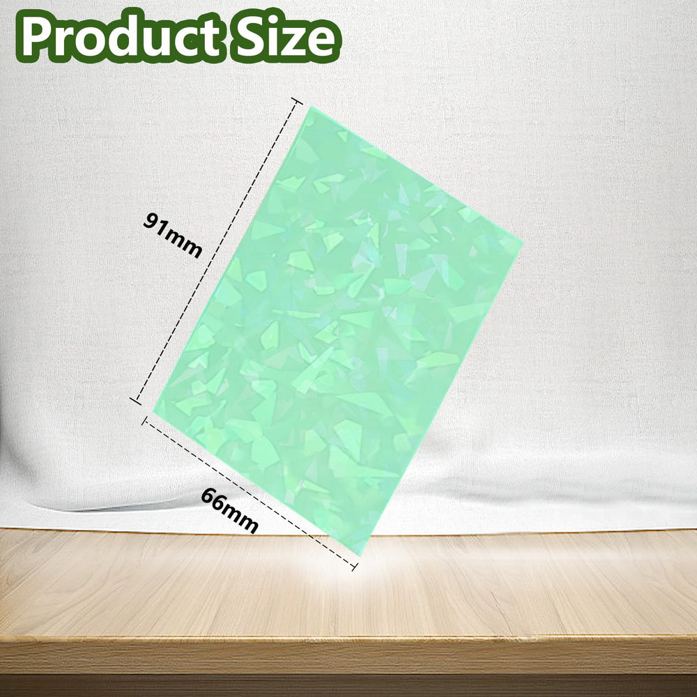 Abejita mint green sleeve showing holographic cracked-ice front design