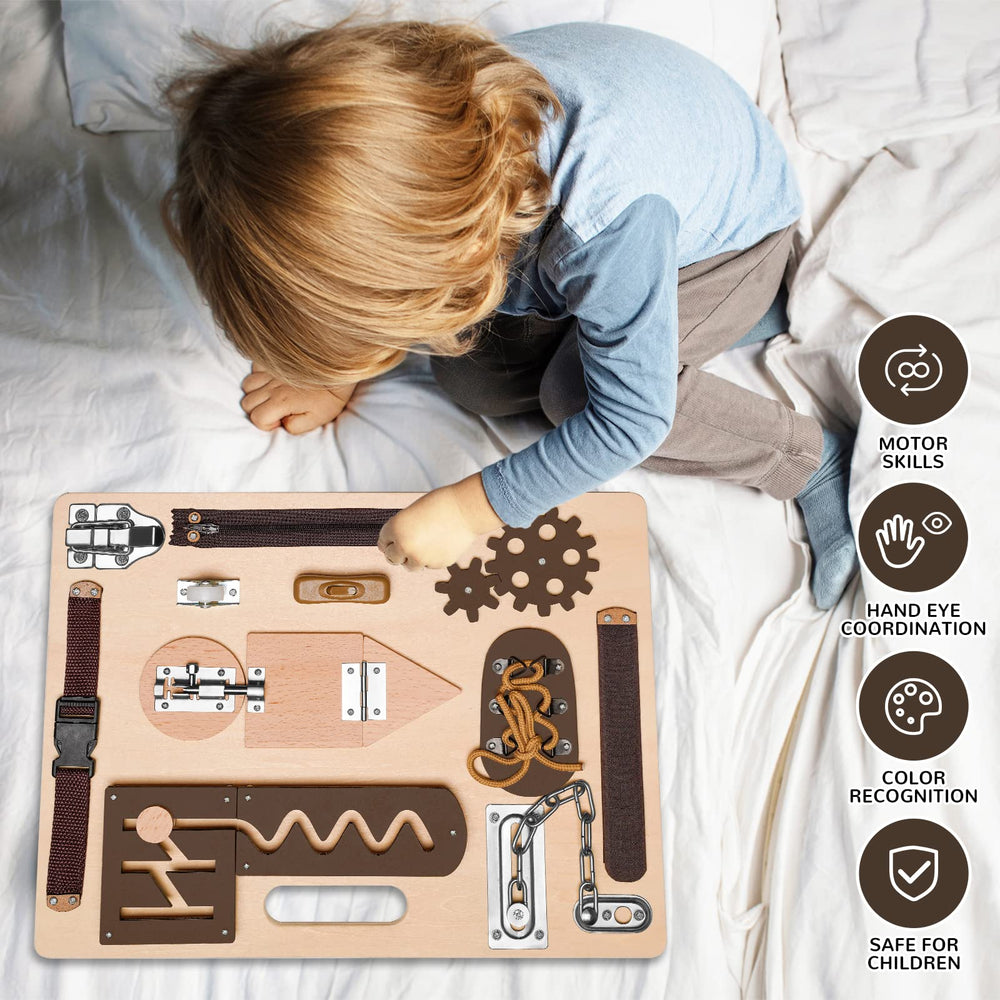 ABERLLS Montessori Busy Board gears promote dexterity and problem-solving through rotation