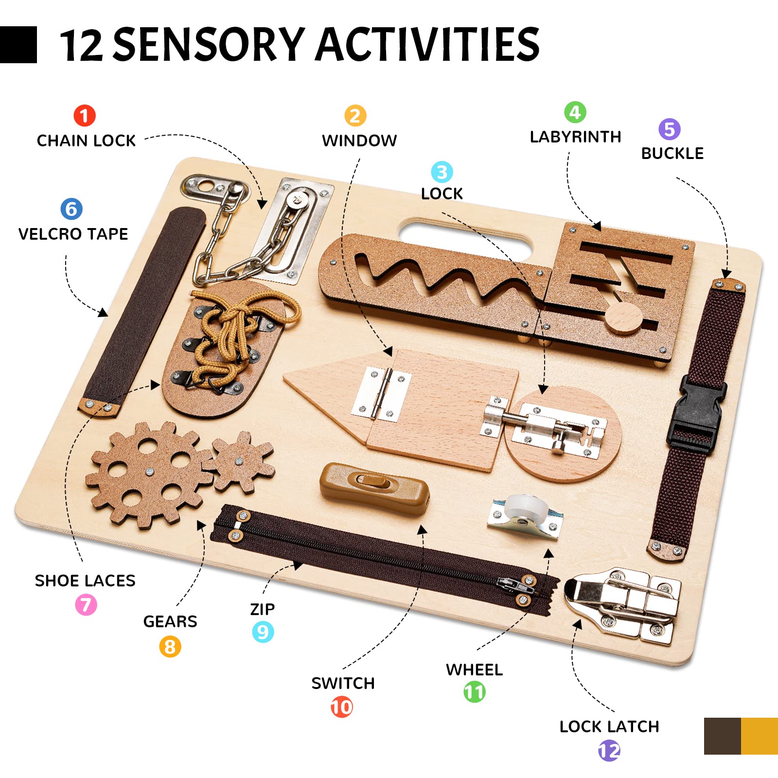 ABERLLS Montessori Busy Board switch activity supports focus and daily life skills