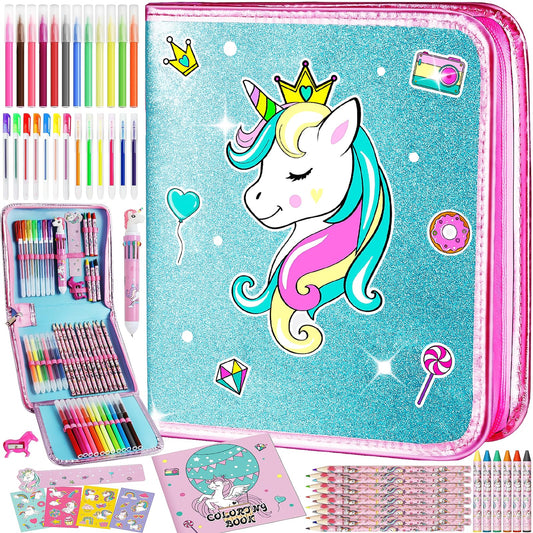 ABERLLS unicorn washables markers set for kids with mess-free coloring on the go