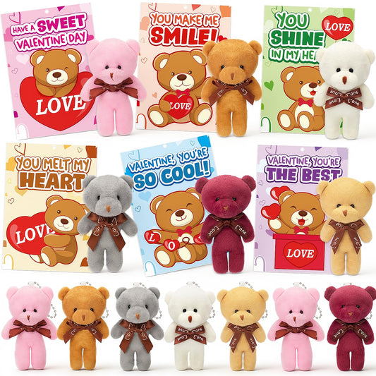 ABERLLS valentines bears with cards for classroom exchanges and cute decor