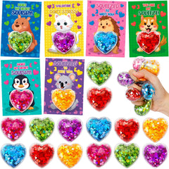 ABERLLS Valentine heart stress balls 24-pack for classroom exchanges.