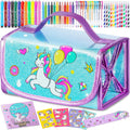 ABERLLS washable unicorn markers set in glitter pouch for mess-free coloring