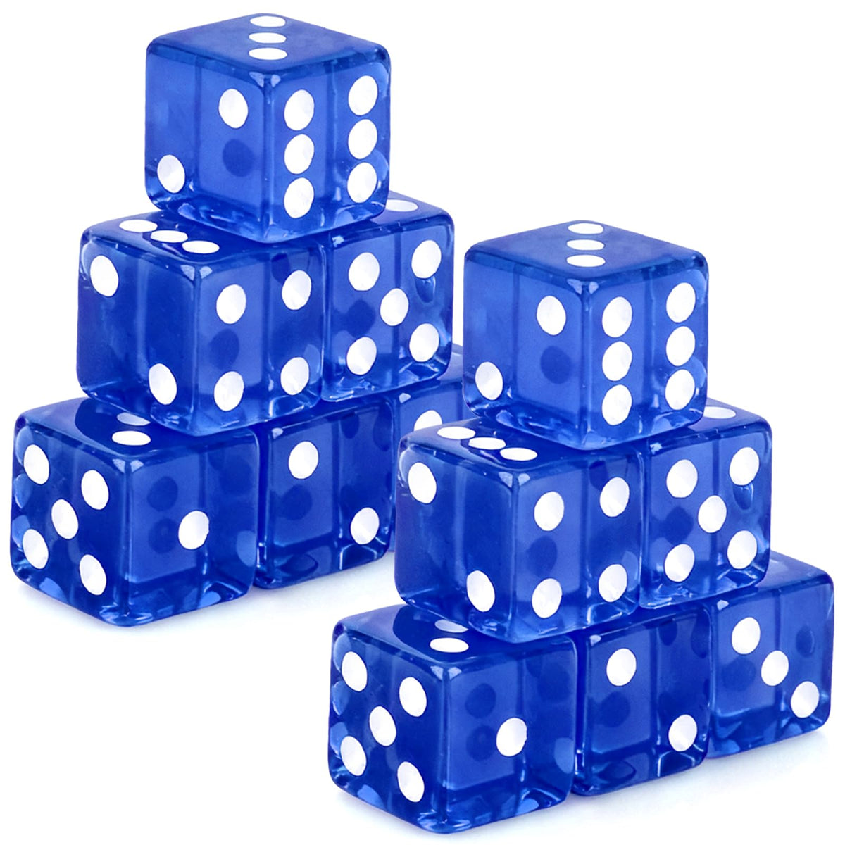 Abilat blue translucent casino dice, 19mm, ideal for smooth rolling in game nights