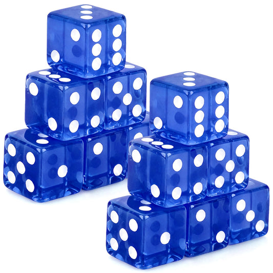 Abilat blue translucent casino dice, 19mm, ideal for smooth rolling in game nights