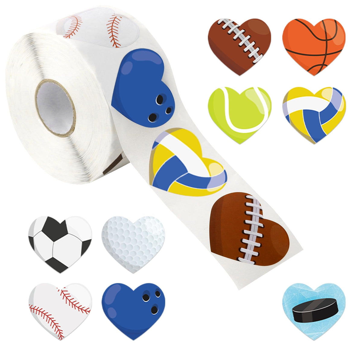 Abilat valentines sports stickers roll ideal for quick party decor and gifting.