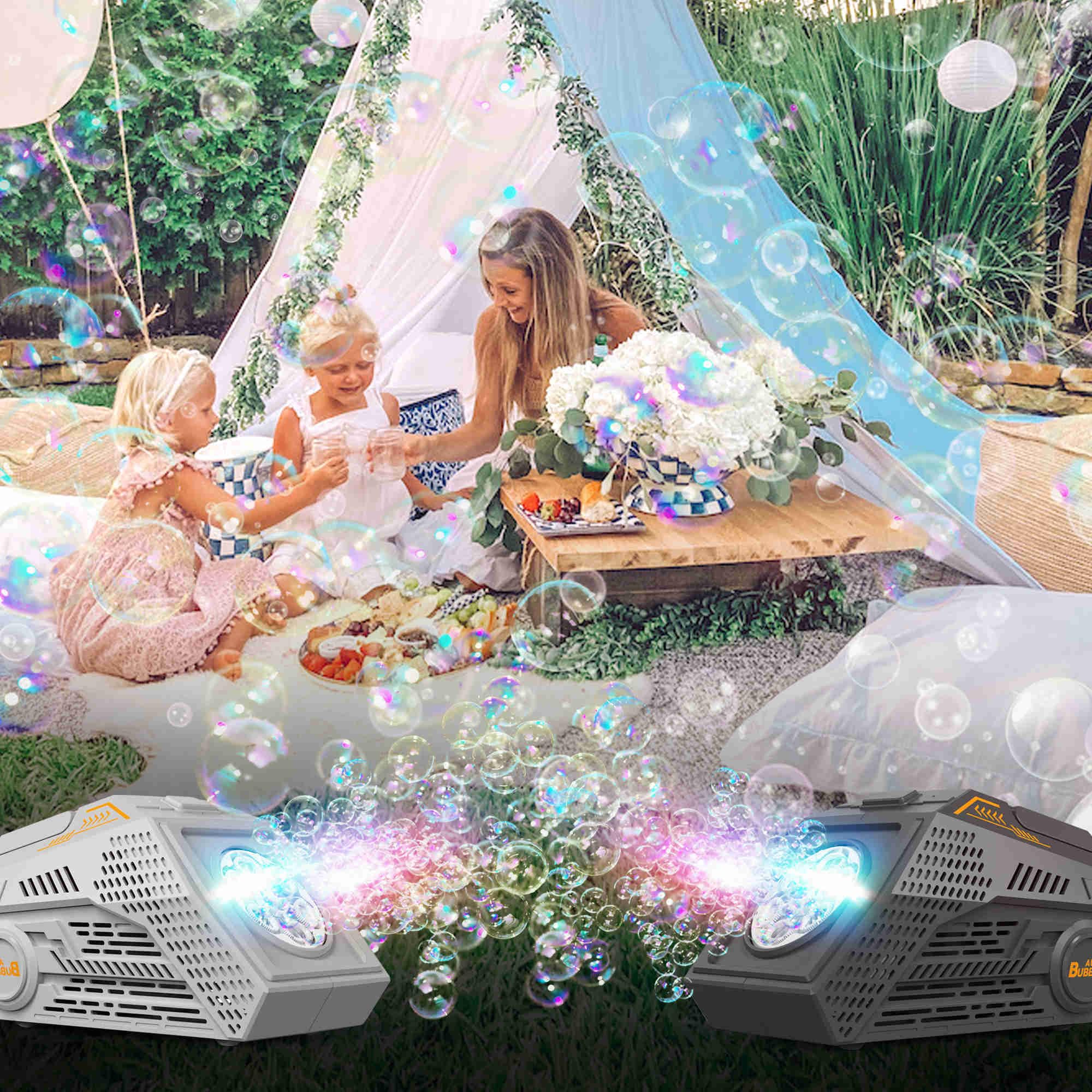 Abincee portable bubble machines ideal for outdoor events and celebrations.