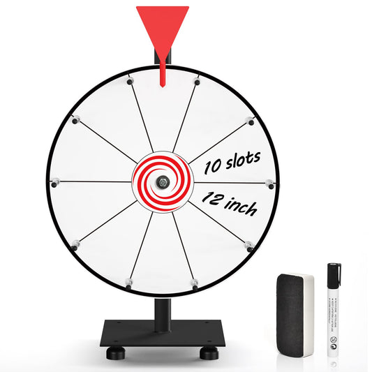 Abitcha 12-inch white tabletop prize wheel with 10 slots for quick event spins.