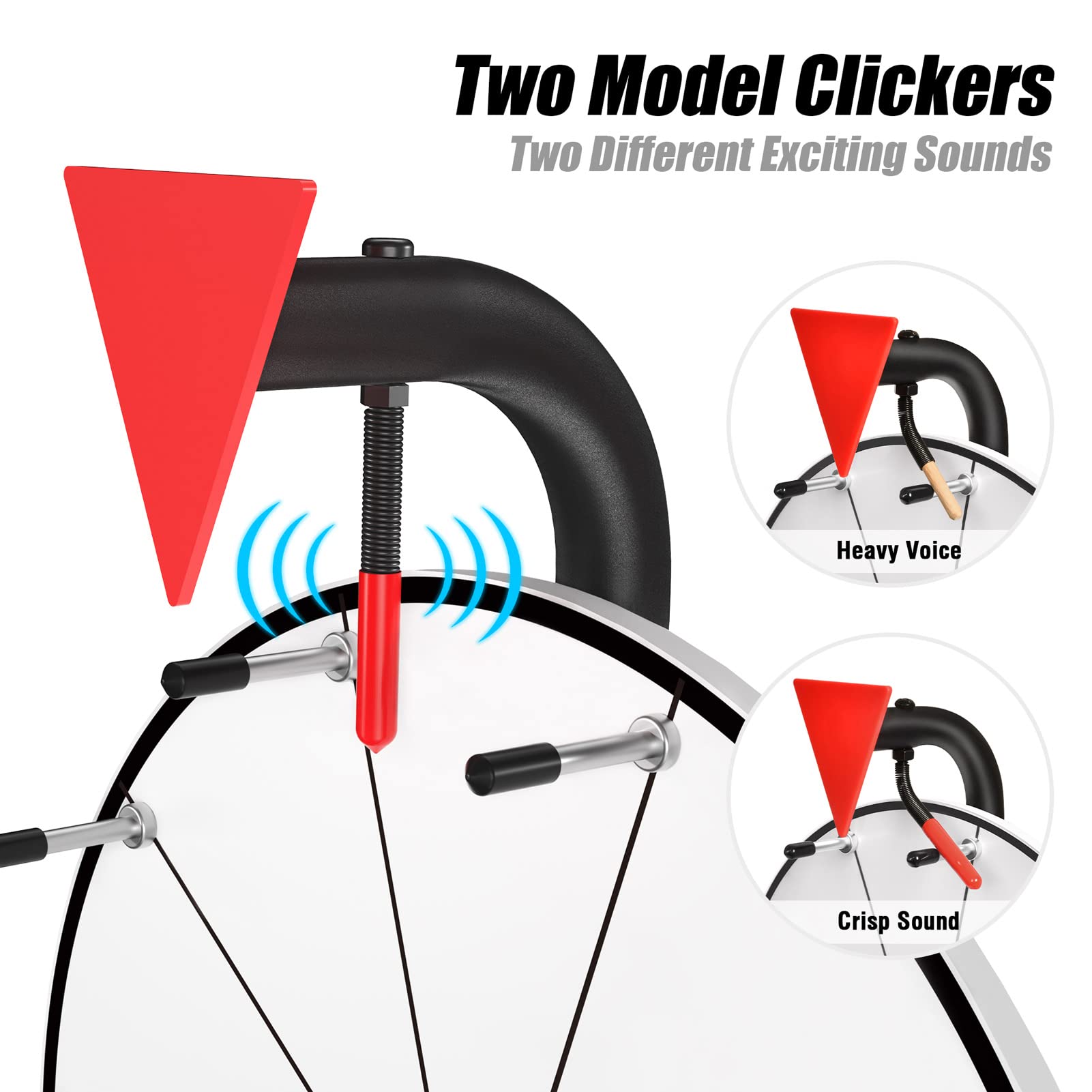 Abitcha prize wheel wood clicker produces a satisfying wood-click sound.