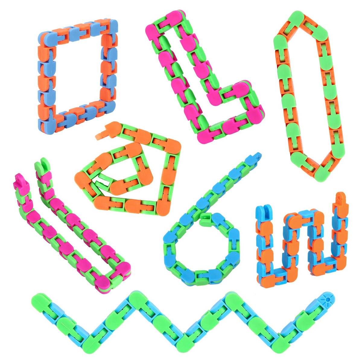 Abodhu wacky tracks 24-links 11inch set for tactile focus and play.