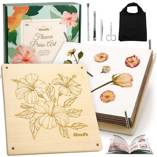 Aboofx Flower Press Kit 11x11 top view for large dried flower art