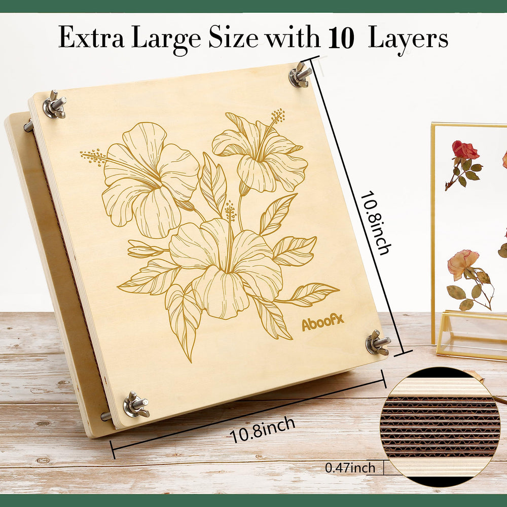 Aboofx wooden press plates and cardboards ready for flat-preserved blooms