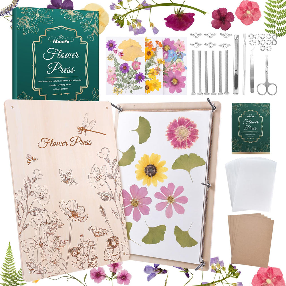 Aboofx extra large flower press kit provides a spacious workspace for large blooms.