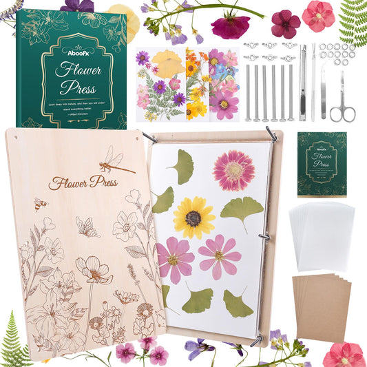 Aboofx extra large flower press kit provides a spacious workspace for large blooms.