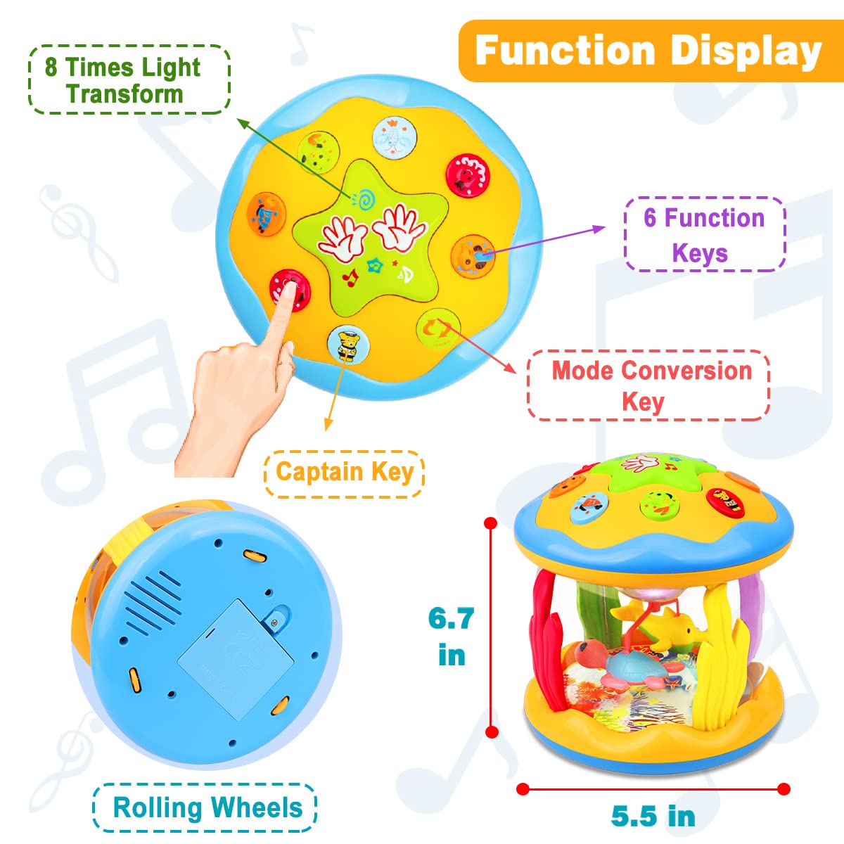 Aboosam Animal Sounds Buttons activate seven melodies for early auditory exploration
