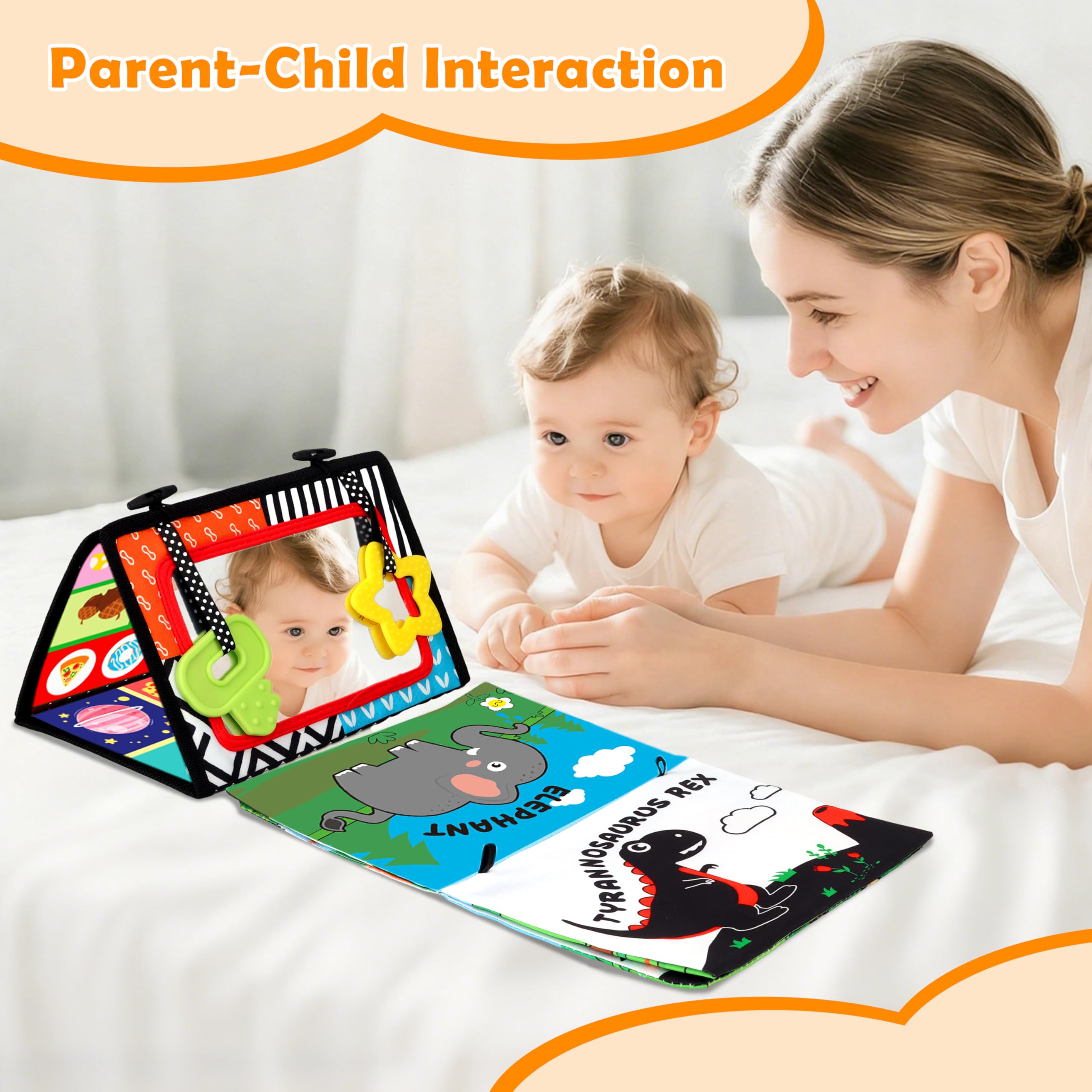 Aboosam colorful patterns support growing senses and motor exploration beyond 3 months.