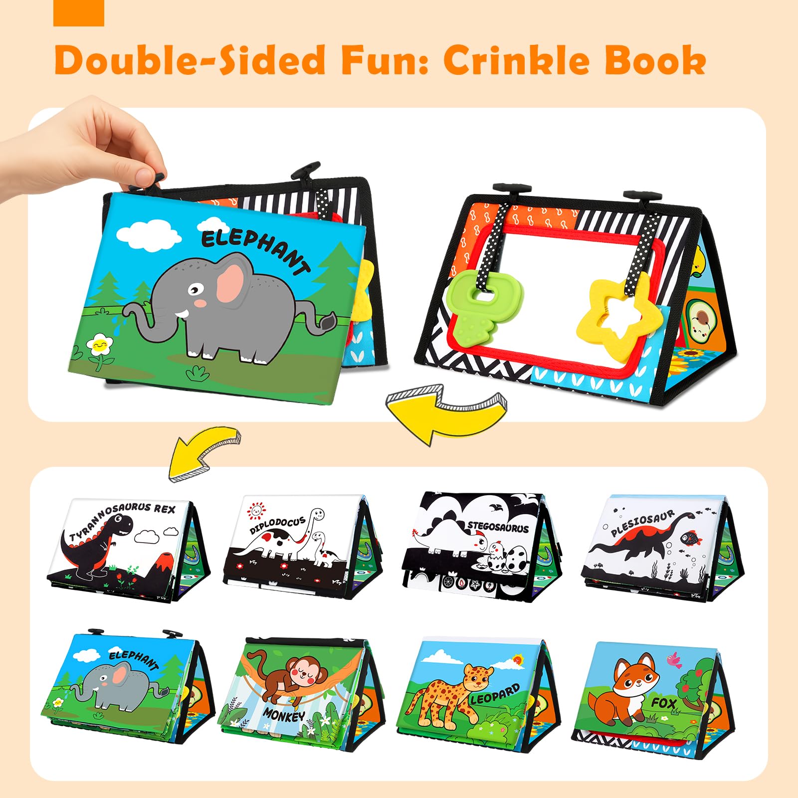 Aboosam foldable safety mirror for travel-friendly tummy time and car rides.