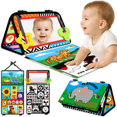Aboosam tummy time toy with black-and-white patterns supports early visual focus during tummy time.