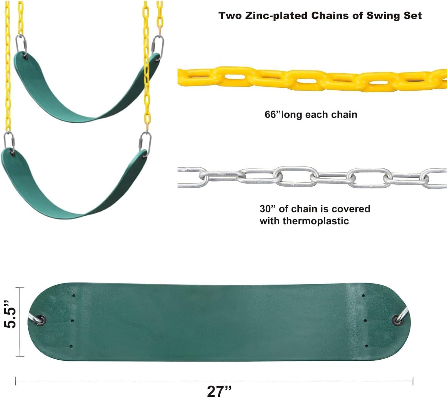 ABUSA 66-inch chains with protective thermoplastic coating.