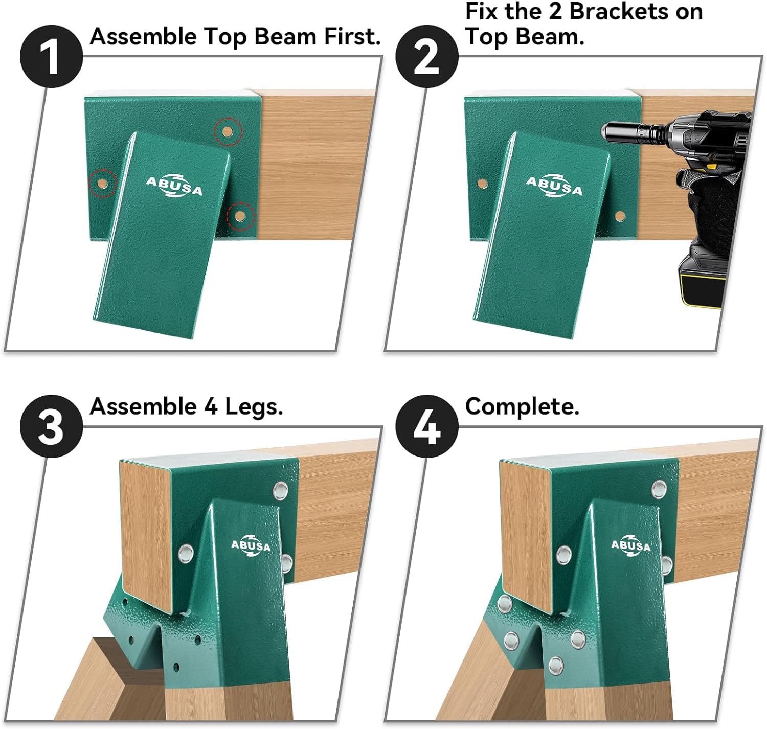 ABUSA all-in-one swing kit contents: brackets, seats, hangers, hardware.