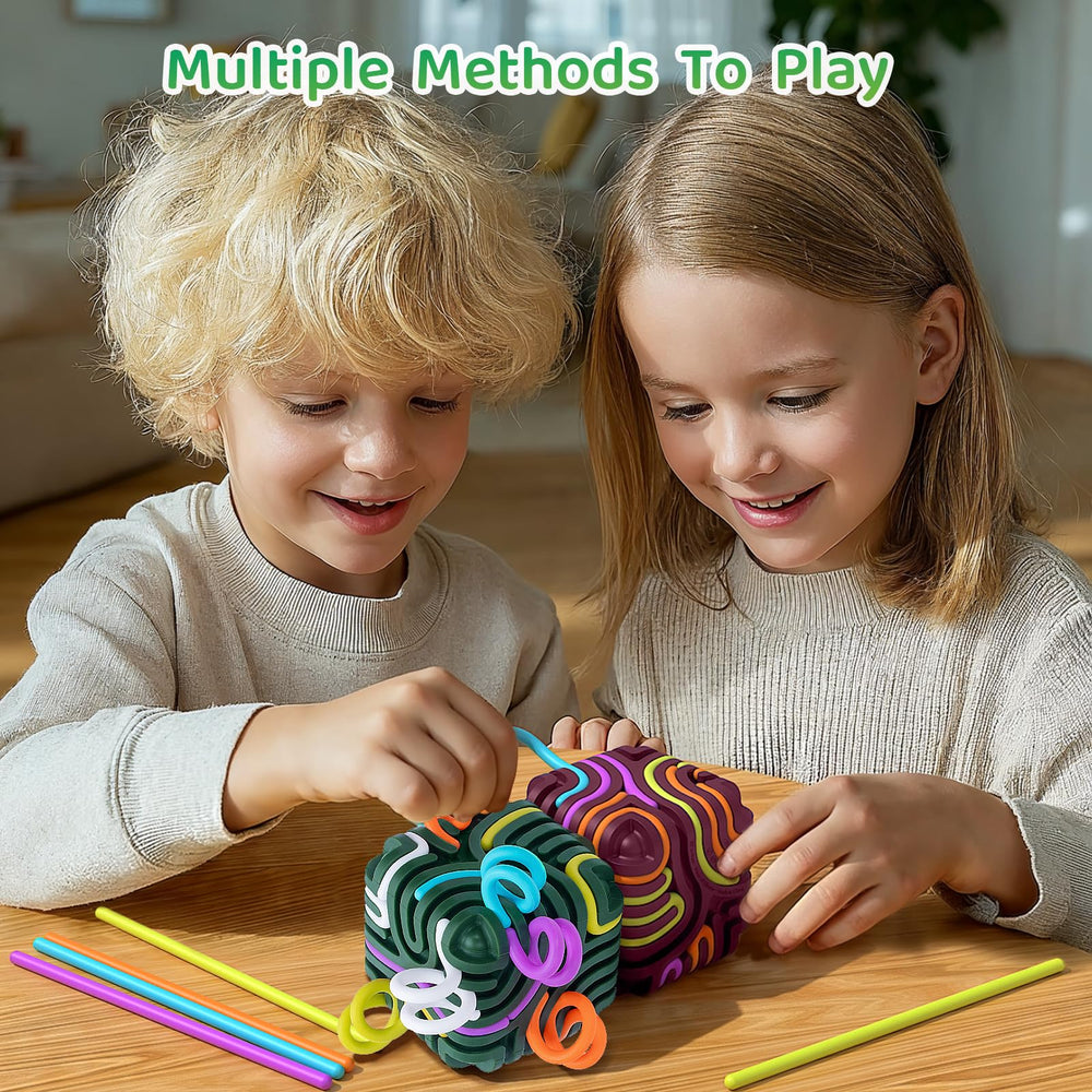 Accevo 3D silicone cube showing loops for tactile exploration.