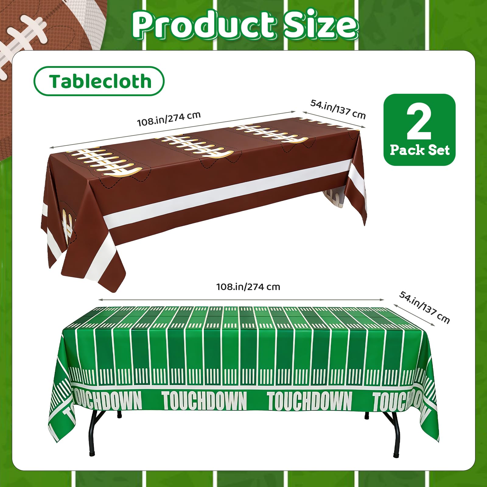 Accevo football pattern tablecloth adds sporty flair and eases cleanup