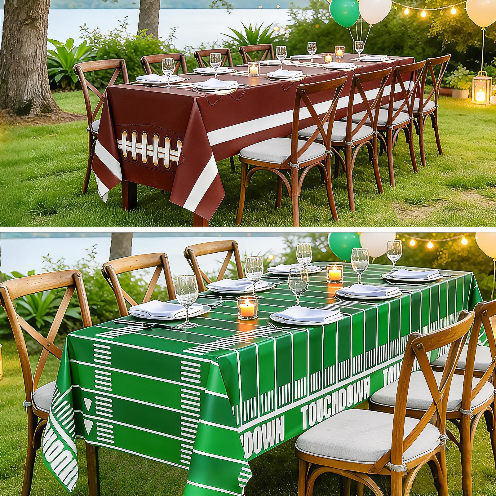 Accevo football tablecloth is tear-resistant for busy party days