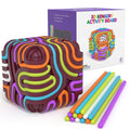 Accevo sensory cube with pressable silicone blocks for focused play.