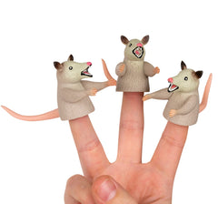 Accoutrements three finger possums on fingers ready for playful storytelling.