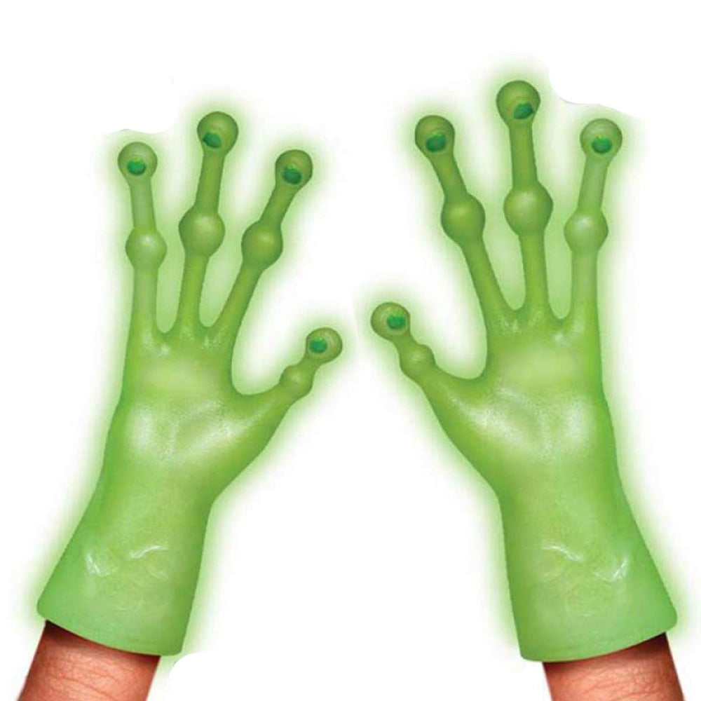Accoutrements Alien Finger Hands glow in the dark, ideal for playful storytelling.