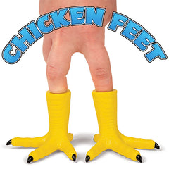 Accoutrements Archie McPhee chicken feet finger puppets, close-up, soft vinyl for playful storytelling.
