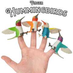 Accoutrements finger hummingbirds in action add whimsy to desk storytelling.
