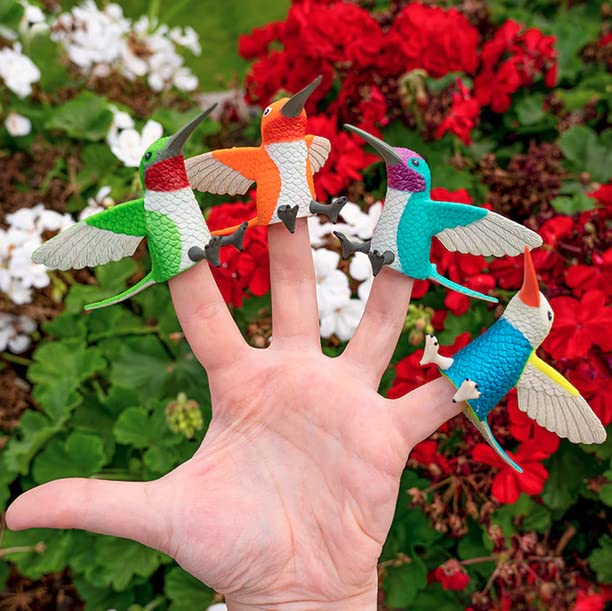Archie McPhee four-color finger hummingbirds for vivid puppetry and imaginative scenes.