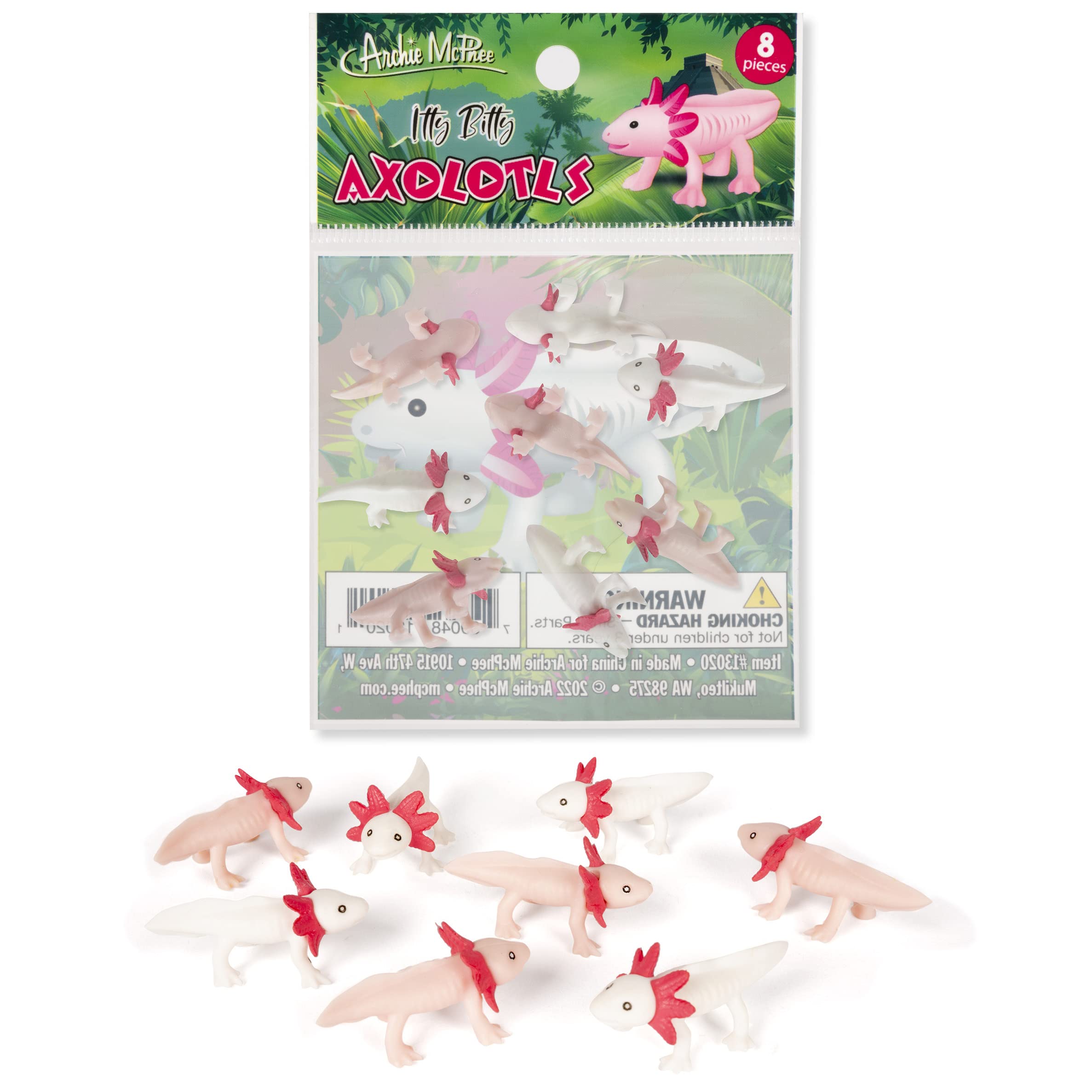 Archie McPhee Itty Bitty Axolotls smiling shelf decor
