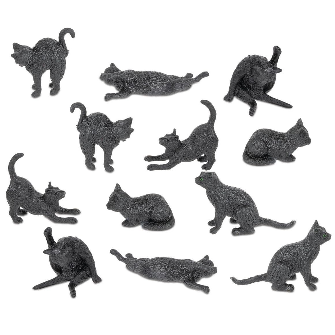 Accoutrements Itty Bitty Black Cats bag of 12 mini vinyl kitties for display and gifting