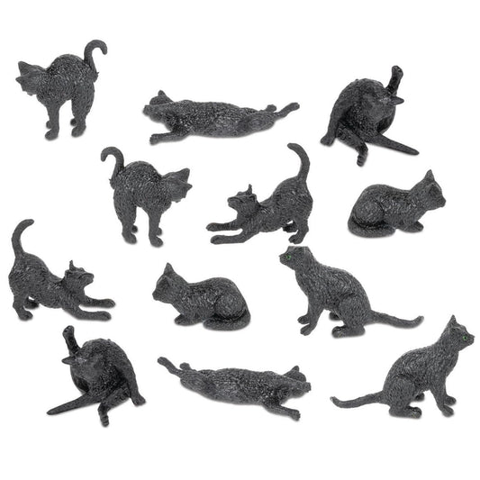 Accoutrements Itty Bitty Black Cats bag of 12 mini vinyl kitties for display and gifting