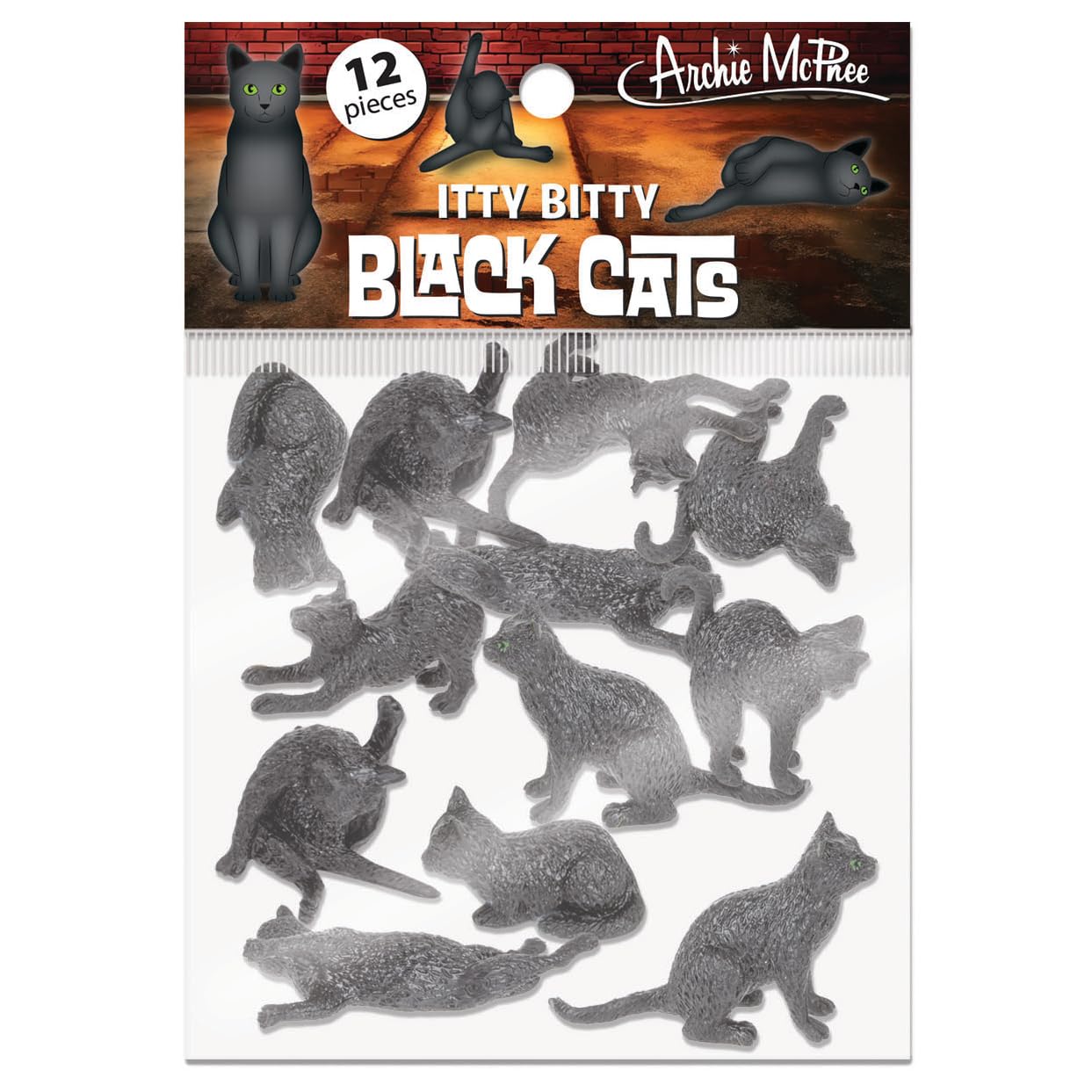 Accoutrements Itty Bitty Black Cats showcase six styles for varied decor