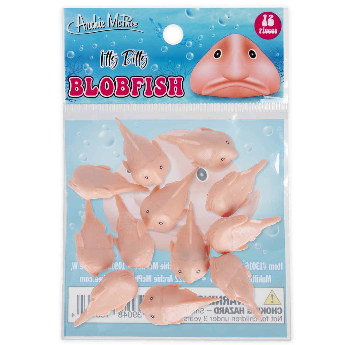 Accoutrements Itty Bitty Blobfish twelve-pack ready for party favors or open-sell.