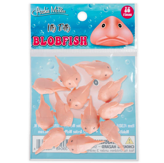 Accoutrements Itty Bitty Blobfish twelve-pack ready for party favors or open-sell.