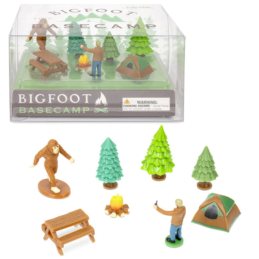 Accoutrements Bigfoot Basecamp mini figures set of eight for playful display.