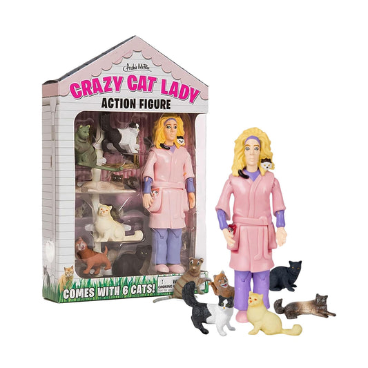 Accoutrements Crazy Cat Lady six cats included enhances playful shelf scenes.